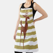 トナカイエレガントヴィンテージ金ゴールド白ストライプの鹿 エプロン (インサイチュ)