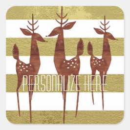 トナカイエレガントヴィンテージ金ゴールド白ストライプの スクエアシール