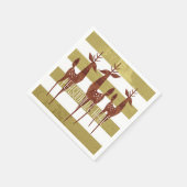 トナカイエレガントヴィンテージ金ゴールド白ストライプの スタンダードカクテルナプキン (角)