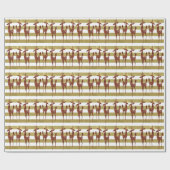 トナカイエレガントヴィンテージ金ゴールド白ストライプの ラッピングペーパー (フラット)