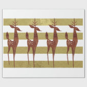 トナカイエレガントヴィンテージ金ゴールド白ストライプの ラッピングペーパー (フラット)