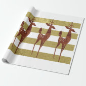 トナカイエレガントヴィンテージ金ゴールド白ストライプの ラッピングペーパー (アンロールド)