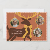 トナカイエレガントー3枚の写真クリスマスカード シーズンカード (正面)
