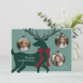 トナカイエレガントー3枚の写真クリスマスカード シーズンカード (スタンド正面)