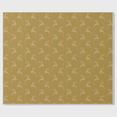 トナカイエレガント金ゴールドのクリモノトーンのスマス ラッピングペーパー (フラット)