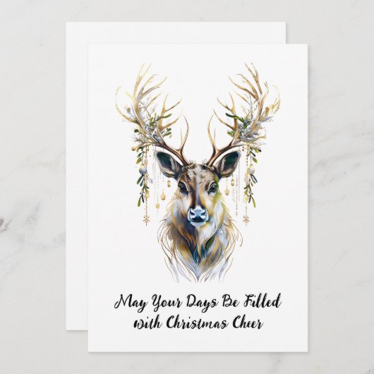 トナカイエレガント、あなたの日はクリスマスの応援を満たした シーズンカード (正面/裏面)