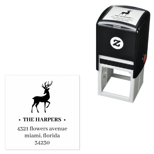 トナカイエレガント〔雄ジカの〕枝角ホリデー差出人住所 セルフインキングスタンプ (インサイチュ)