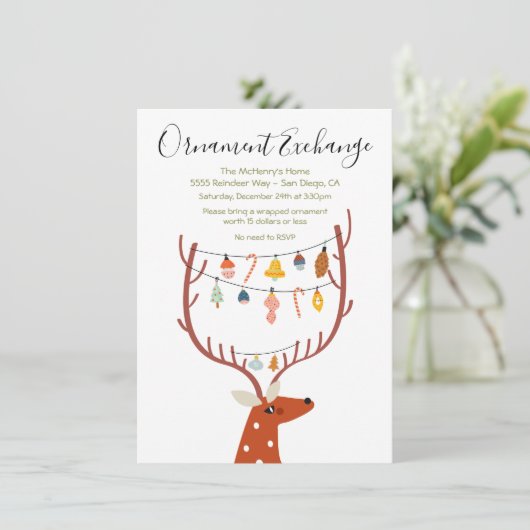 トナカイオーナメント交換クリスマスホリデーパーティー 招待状 (スタンド正面)