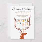 トナカイオーナメント交換クリスマスホリデーパーティー 招待状 (正面)