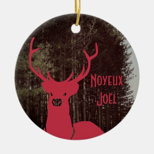 トナカイカスタムクリスマス文字 セラミックオーナメント (正面)