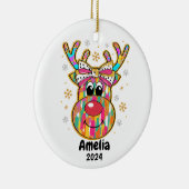 トナカイカラフルコケット弓クリスマスオーナメント セラミックオーナメント (右)