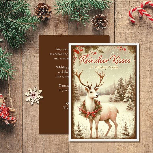 トナカイキスヴィンテージクリスマス シーズンカード