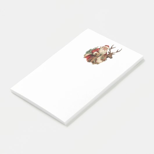 トナカイクラシックのクリスマスに乗るサンタクロース ポストイット (アングル)