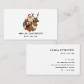 トナカイクラシックのクリスマスに乗るサンタクロース 名刺 (正面/裏面)