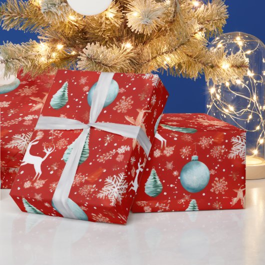 トナカイクリスマスオーナメントスノーフレークスクリスマス ラッピングペーパー (クリスマス)