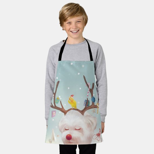 トナカイクリスマスオーナメント エプロン (着用した状態)