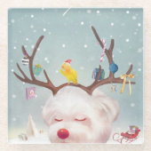 トナカイクリスマスオーナメント ガラスコースター (正面)