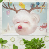 トナカイクリスマスオーナメント キッチンタオル (折り畳み)