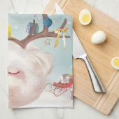 トナカイクリスマスオーナメント キッチンタオル (四つ折り)