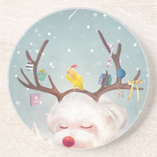 トナカイクリスマスオーナメント コースター (正面)