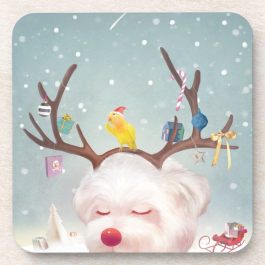 トナカイクリスマスオーナメント コースター (正面)