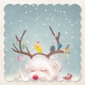 トナカイクリスマスオーナメント ペーパーコースター (正面)