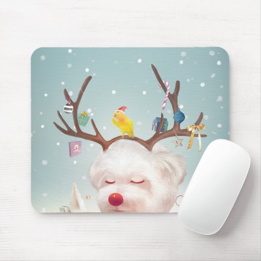 トナカイクリスマスオーナメント マウスパッド (マウス)
