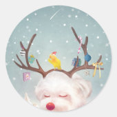 トナカイクリスマスオーナメント ラウンドシール (正面)