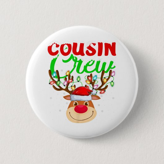 トナカイクリスマスライツいとこクルーReindeer Christma 缶バッジ (正面)