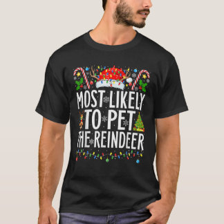 トナカイクリスマス家族キリストを愛撫する可能性が最も高い Tシャツ
