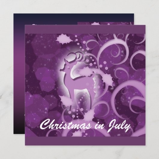 トナカイクリスマス7月の冬の不思議の国 招待状 (正面/裏面)