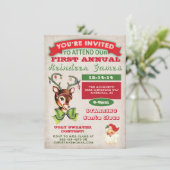 トナカイゲームのクリスマスパーティー招待状 招待状 (スタンド正面)