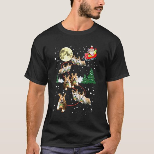 トナカイコーギー クリスマス 犬 Tシャツ (正面)