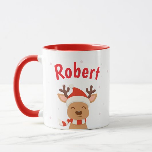 トナカイサンタの名入れクリスマスコーヒーマグ マグカップ (左)