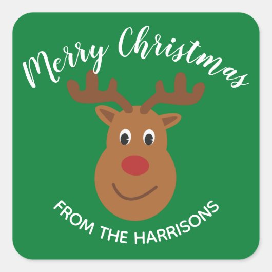 トナカイデザインステッカーラベル スクエアシール (正面)