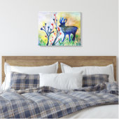トナカイハートウォーターカラーロマンチック独身の芸術 キャンバスプリント (インサイチュ (寝室))