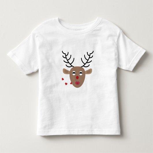 トナカイハートキスフェスティバルクリスマスかわいい トドラーTシャツ (正面)
