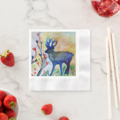 トナカイハートホワイトコーインドカクテル紙ナプキンス 縁ありカクテルナプキン (インサイチュ)