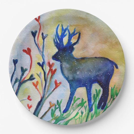 トナカイハートラブカスタム紙プレート9イン ペーパープレート (正面)