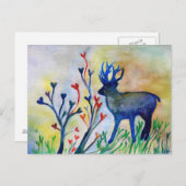 トナカイハートロマンチック葉書 ポストカード (正面/裏面)