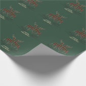 トナカイバッファローは緑のメリークリスマスをplaid ラッピングペーパー (角)