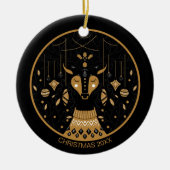 トナカイパーソナライズされたのクリスマス写真 セラミックオーナメント (正面)