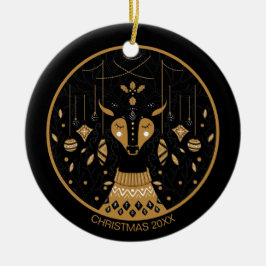 トナカイパーソナライズされたのクリスマス写真 セラミックオーナメント