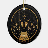 トナカイパーソナライズされたのクリスマス写真 セラミックオーナメント (左)