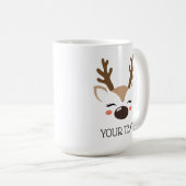 トナカイパーソナライズされたのホットココアまたはコーヒーマグ コーヒーマグカップ (正面右)