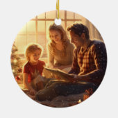 トナカイパーソナライズされたの3つのクリスマスの家族 セラミックオーナメント (裏面)