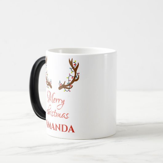 トナカイパーソナライズされたア – メリークリスマス モーフィングマグカップ (正面左)