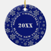 トナカイパーソナライズされたオンブルー セラミックオーナメント (裏面)