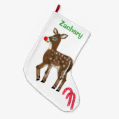 トナカイパーソナライズされたクリスマスストッキング ラージクリスマスストッキング (正面 (吊り時))