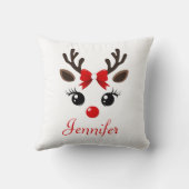 トナカイパーソナライズされたクリスマス枕 クッション (裏面)